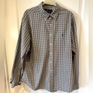 Ralph Lauren Classic Fit Men’s Button Down Shirt Plaid Green Pink XXL 18 Preppy